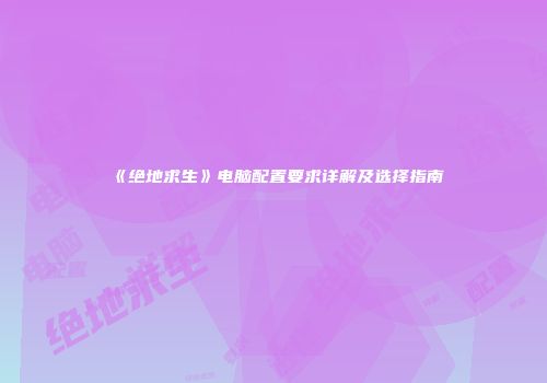 《绝地求生》电脑配置要求详解及选择指南