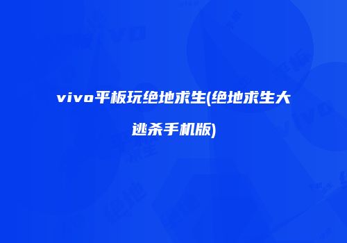 vivo平板玩绝地求生(绝地求生大逃杀手机版)