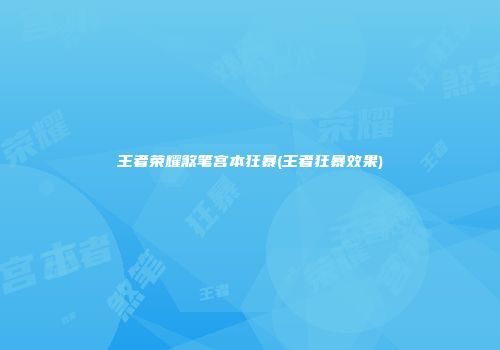 王者荣耀煞笔宫本狂暴(王者狂暴效果)
