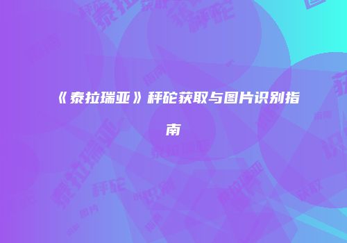 《泰拉瑞亚》秤砣获取与图片识别指南