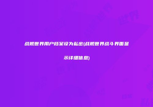 战舰世界用户档案设为私密(战舰世界战斗界面显示详细信息)
