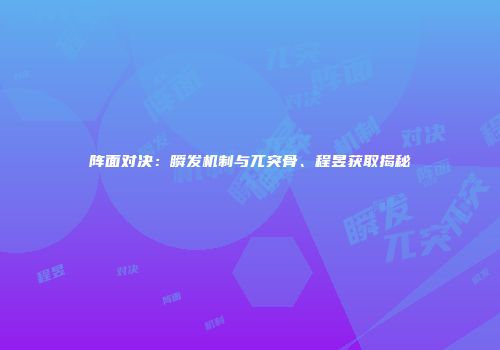 阵面对决：瞬发机制与兀突骨、程昱获取揭秘