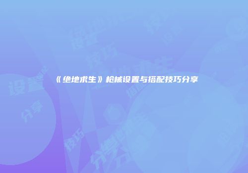 《绝地求生》枪械设置与搭配技巧分享