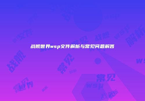 战舰世界wsp文件解析与常见问题解答