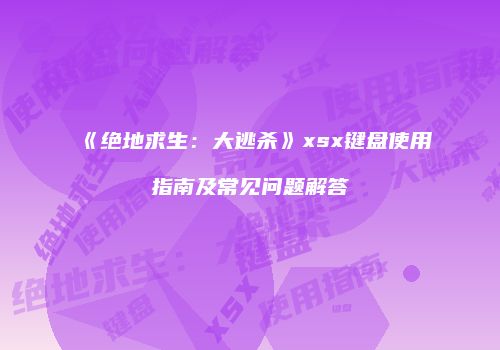 《绝地求生：大逃杀》xsx键盘使用指南及常见问题解答