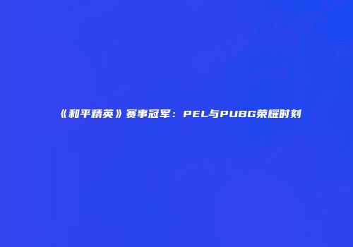 《和平精英》赛事冠军：PEL与PUBG荣耀时刻