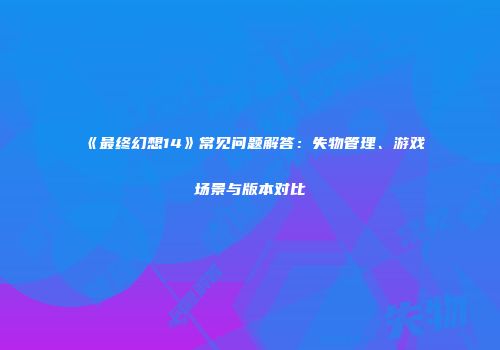 《最终幻想14》常见问题解答：失物管理、游戏场景与版本对比