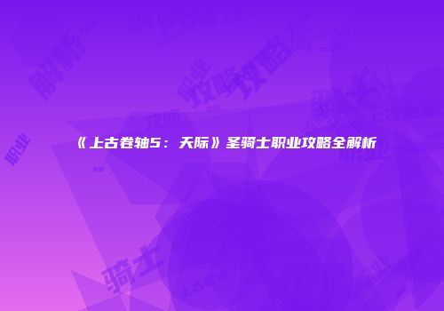 《上古卷轴5：天际》圣骑士职业攻略全解析