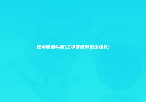 逆水寒金牛座(逆水寒端游退出组队)