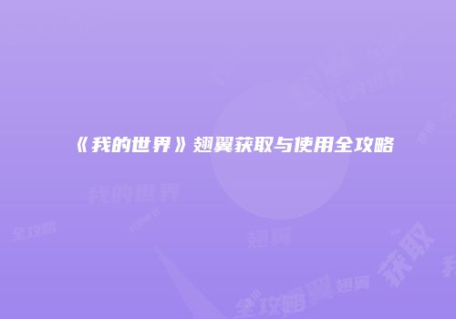 《我的世界》翅翼获取与使用全攻略