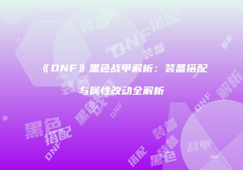 《DNF》黑色战甲解析：装备搭配与属性改动全解析
