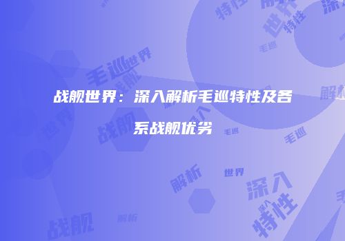 战舰世界：深入解析毛巡特性及各系战舰优劣