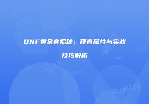 DNF黄金套揭秘：硬直属性与实战技巧解析