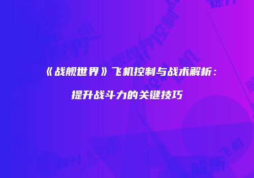 《战舰世界》飞机控制与战术解析：提升战斗力的关键技巧