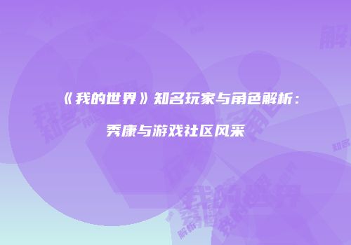 《我的世界》知名玩家与角色解析：秀康与游戏社区风采