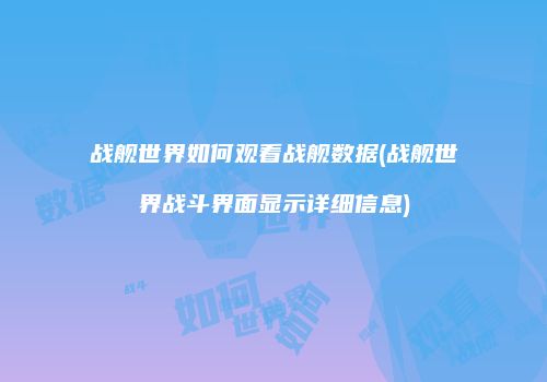 战舰世界如何观看战舰数据(战舰世界战斗界面显示详细信息)