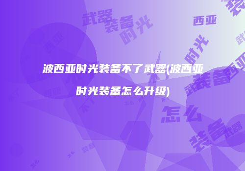 波西亚时光装备不了武器(波西亚时光装备怎么升级)