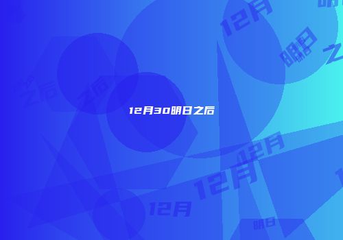 12月30明日之后