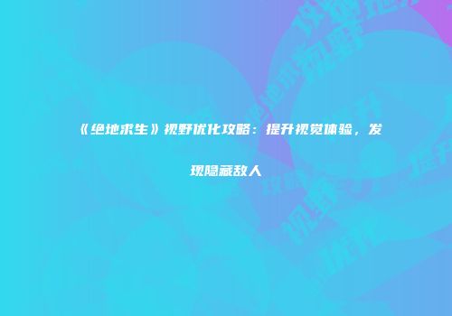 《绝地求生》视野优化攻略：提升视觉体验，发现隐藏敌人