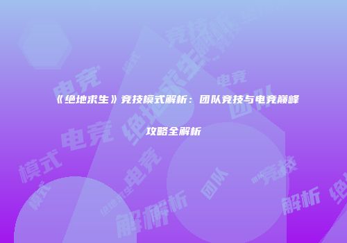 《绝地求生》竞技模式解析：团队竞技与电竞巅峰攻略全解析