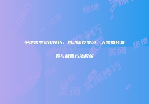 绝地求生实用技巧：自动保存关闭、人物图片查看与截图方法解析