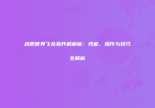 战舰世界飞龙轰炸机解析：性能、操作与技巧全解析