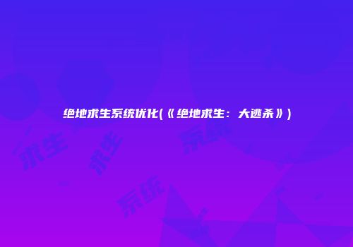 绝地求生系统优化(《绝地求生：大逃杀》)