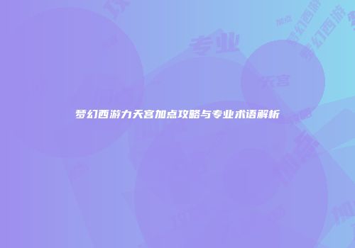 梦幻西游力天宫加点攻略与专业术语解析
