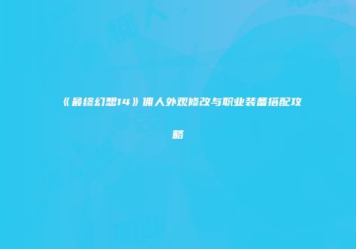 《最终幻想14》佣人外观修改与职业装备搭配攻略