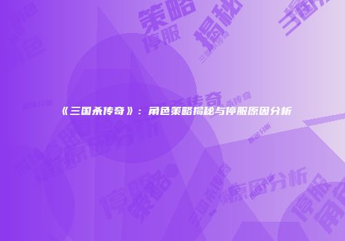 《三国杀传奇》：角色策略揭秘与停服原因分析