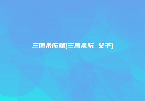 三国杀阮籍(三国杀阮瑀父子)