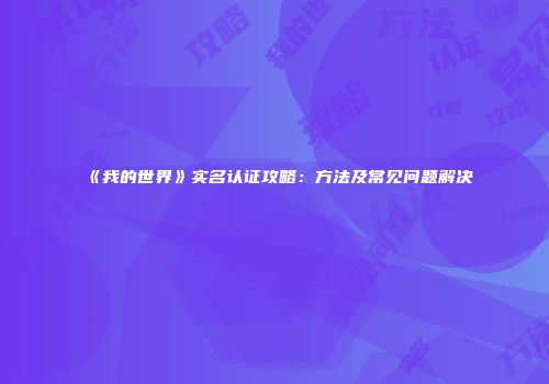 《我的世界》实名认证攻略：方法及常见问题解决
