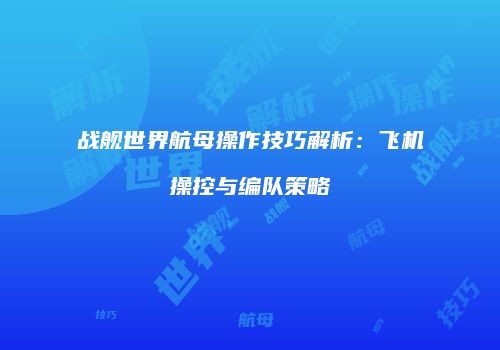 战舰世界航母操作技巧解析：飞机操控与编队策略