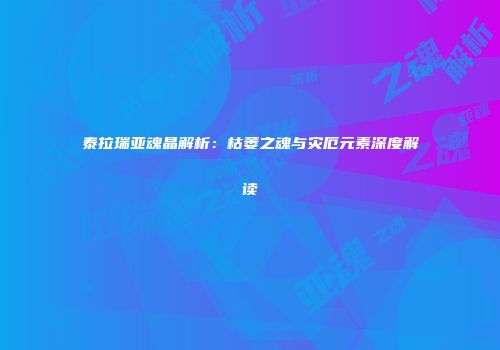 泰拉瑞亚魂晶解析：枯萎之魂与灾厄元素深度解读