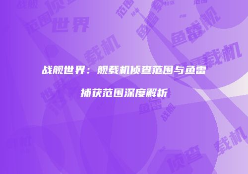 战舰世界：舰载机侦查范围与鱼雷捕获范围深度解析