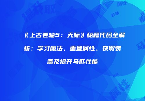 《上古卷轴5：天际》秘籍代码全解析：学习魔法、重置属性、获取装备及提升马匹性能