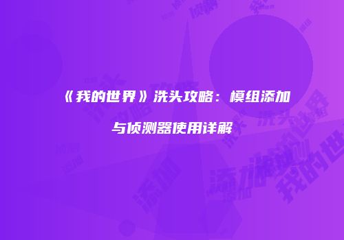 《我的世界》洗头攻略：模组添加与侦测器使用详解