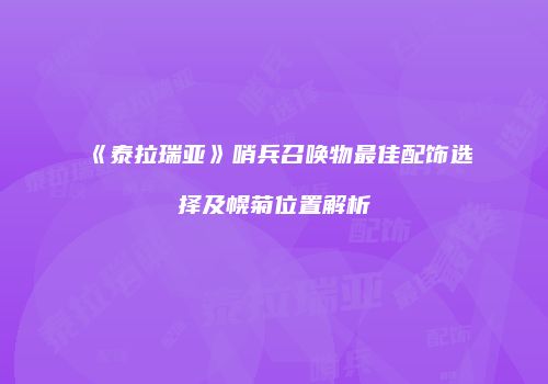 《泰拉瑞亚》哨兵召唤物最佳配饰选择及幌菊位置解析