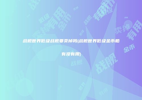 战舰世界低级战舰要卖掉吗(战舰世界低级金币船有没有用)