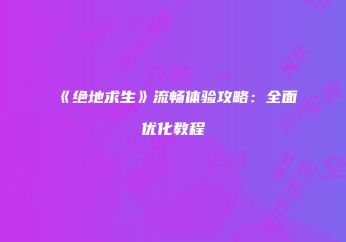 《绝地求生》流畅体验攻略：全面优化教程