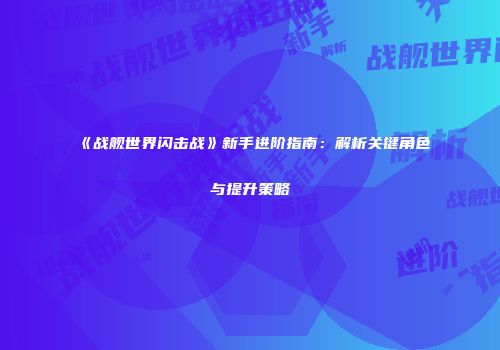 《战舰世界闪击战》新手进阶指南：解析关键角色与提升策略