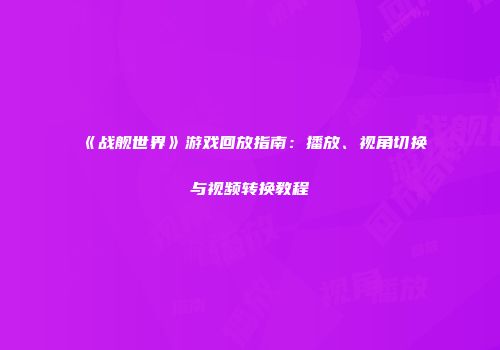 《战舰世界》游戏回放指南：播放、视角切换与视频转换教程