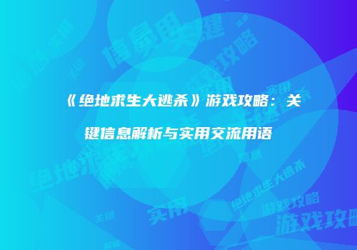 《绝地求生大逃杀》游戏攻略：关键信息解析与实用交流用语