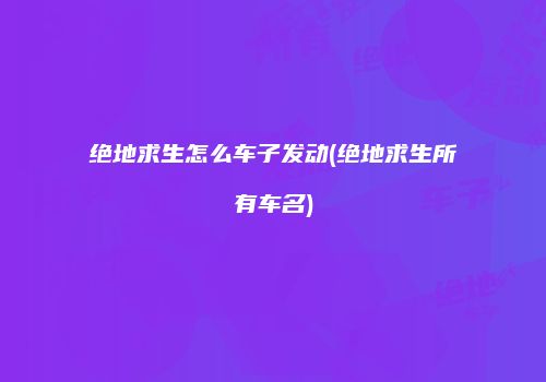 绝地求生怎么车子发动(绝地求生所有车名)