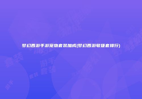 梦幻西游手游宠物套装加成(梦幻西游敏捷套排行)