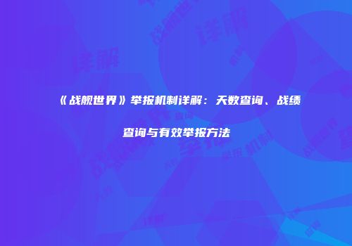 《战舰世界》举报机制详解：天数查询、战绩查询与有效举报方法