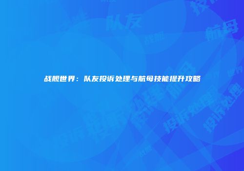 战舰世界：队友投诉处理与航母技能提升攻略