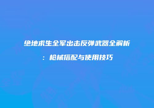 绝地求生全军出击反弹武器全解析：枪械搭配与使用技巧