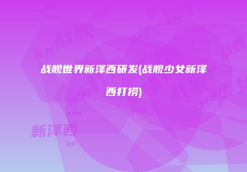 战舰世界新泽西研发(战舰少女新泽西打捞)