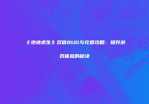 《绝地求生》双倍BUG与充值攻略：提升游戏体验的秘诀